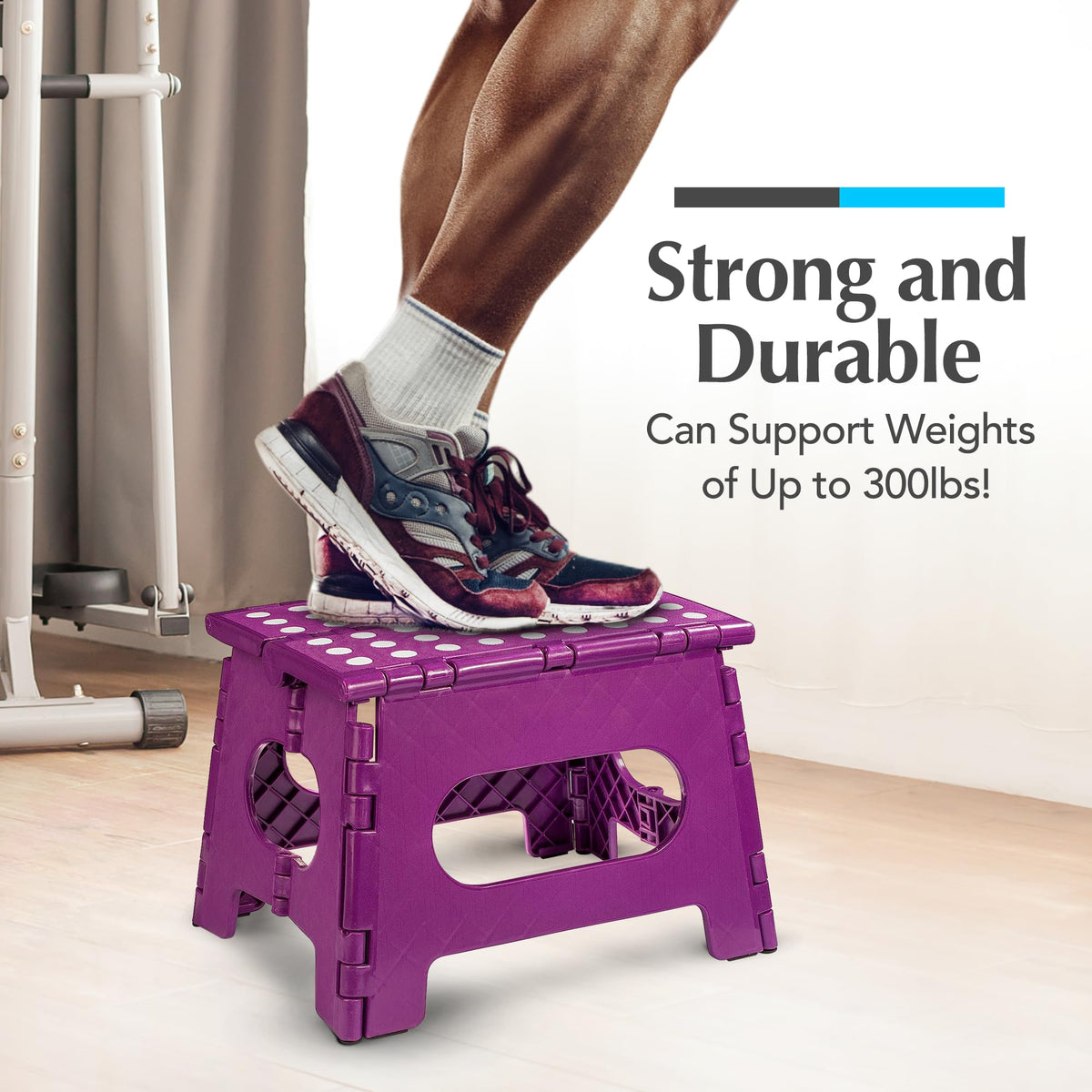 Handy Laundry purple step stool in kitchen for cabinet reach and prep.