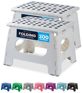 Handy Laundry folding step stool unfolded for sturdy adult access at the sink