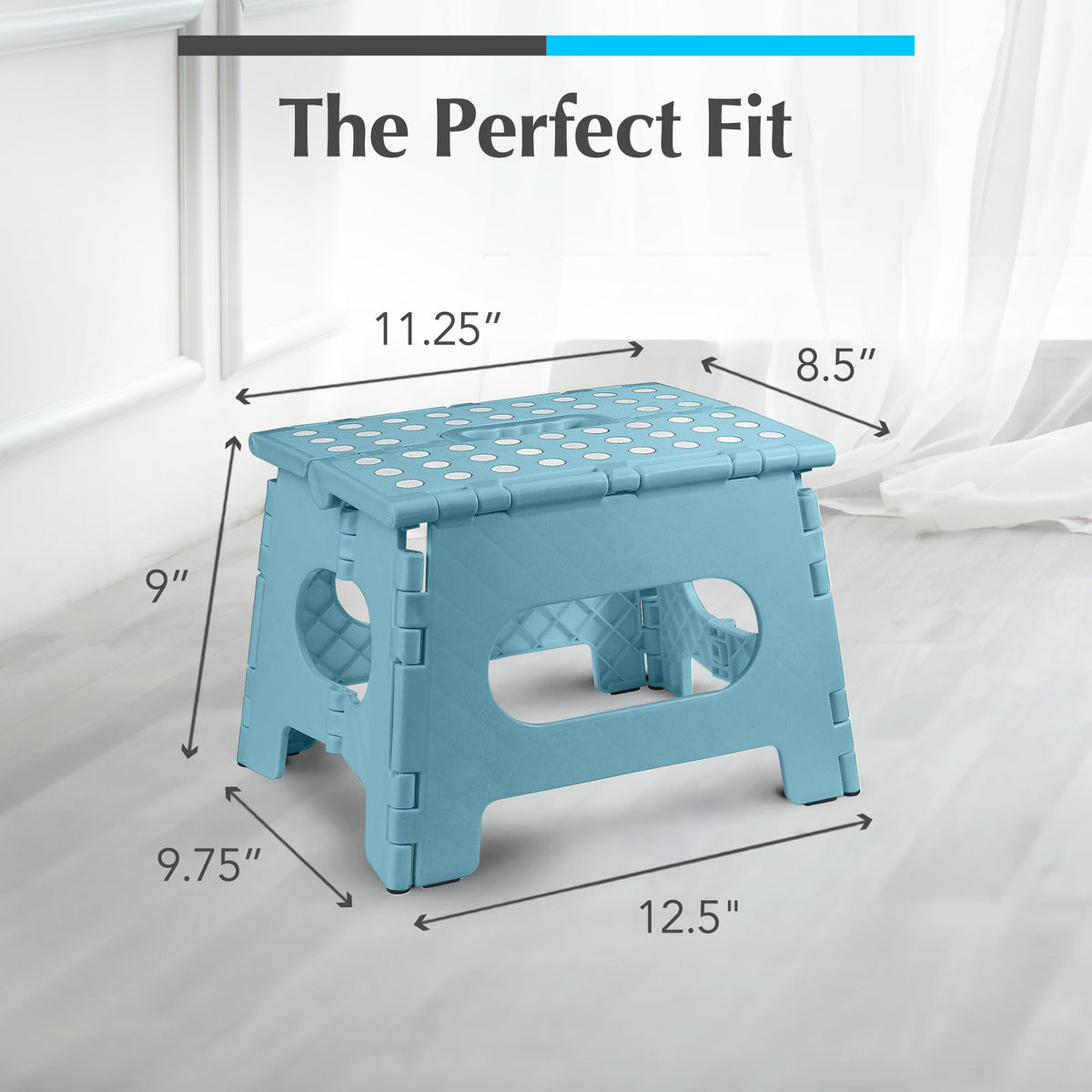 Handy Laundry folding stool in bathroom assisting kids at the sink with safety.
