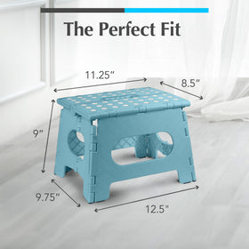 Handy Laundry folding stool in bathroom assisting kids at the sink with safety.