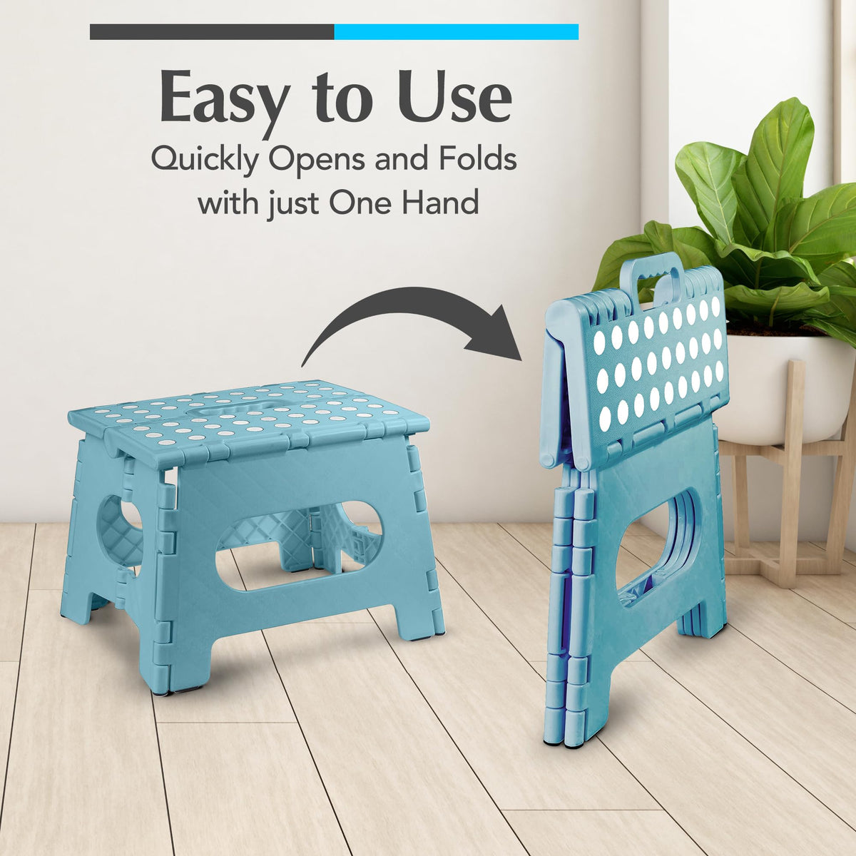Handy Laundry folding stool surface grip improves footing on wet floors.