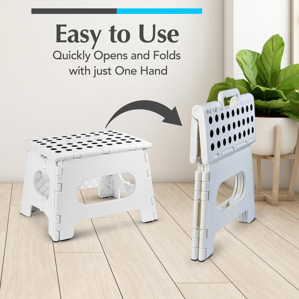 Handy Laundry step stool with gripped surface offers slip-resistant footing