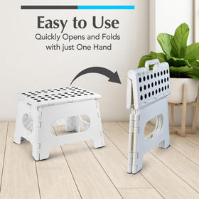Handy Laundry step stool with gripped surface offers slip-resistant footing