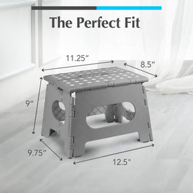 Handy Laundry kitchen-use stool provides stable reach in grey.
