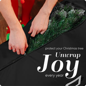 Exterior pockets and zipper on the Handy Laundry tree bag for organized storage
