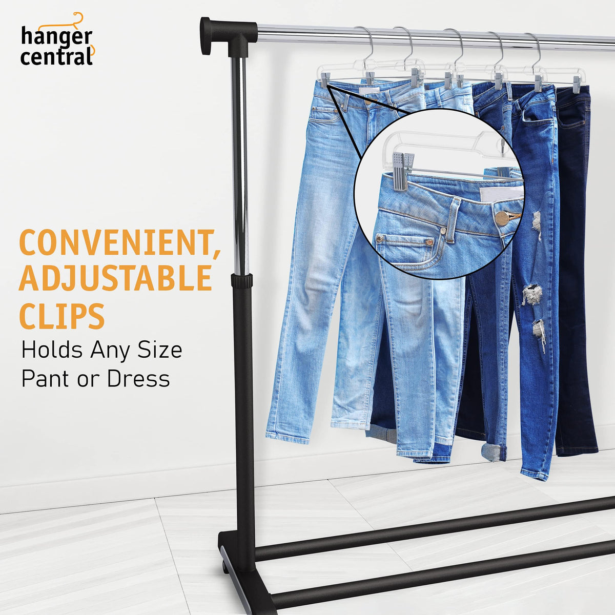 Hanger Central 360-degree swivel hook enables versatile hanging angles.