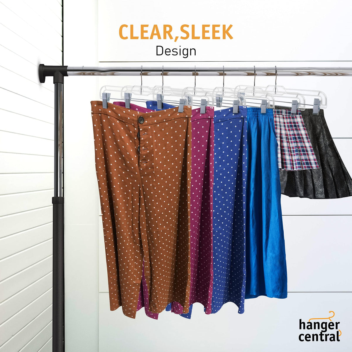Hanger Central non-slip clips grip fabrics gently, preventing slips.