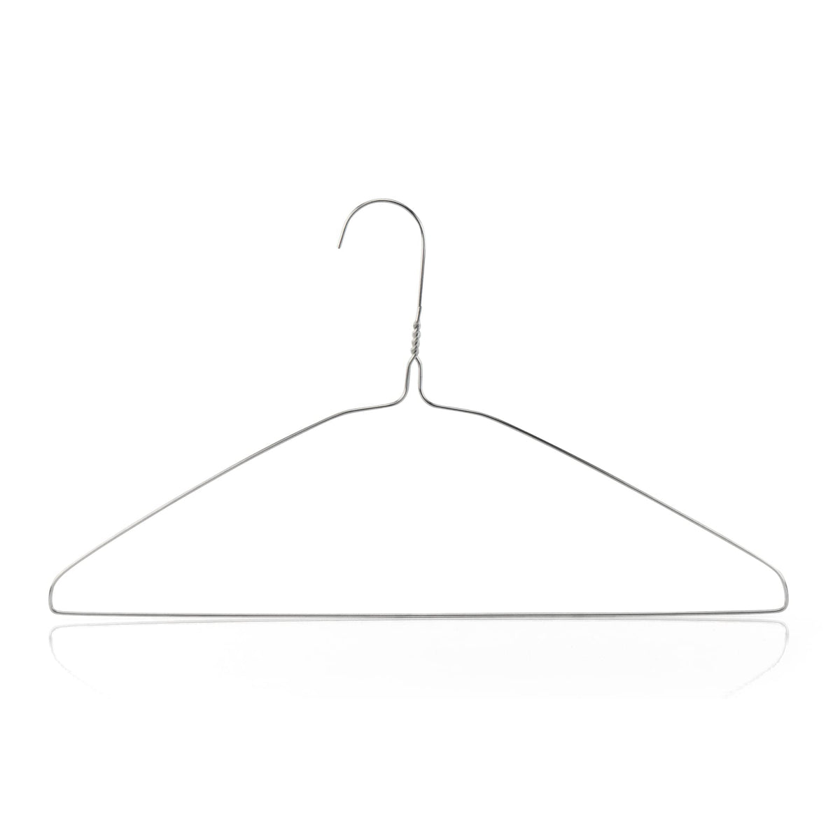 HANGERWORLD ultra-thin wire hanger close-up shows slim profile for maximizing space.