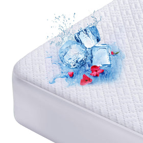 Hanherry cooling mattress cover on a full bed for cooler, comfortable sleep.
