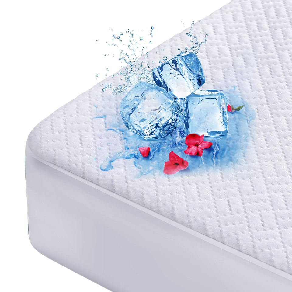 Hanherry cooling mattress cover on a full bed for cooler, comfortable sleep.