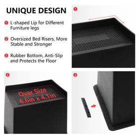 HANIHUA 4-pack bed risers packaging showcases value and practical setup