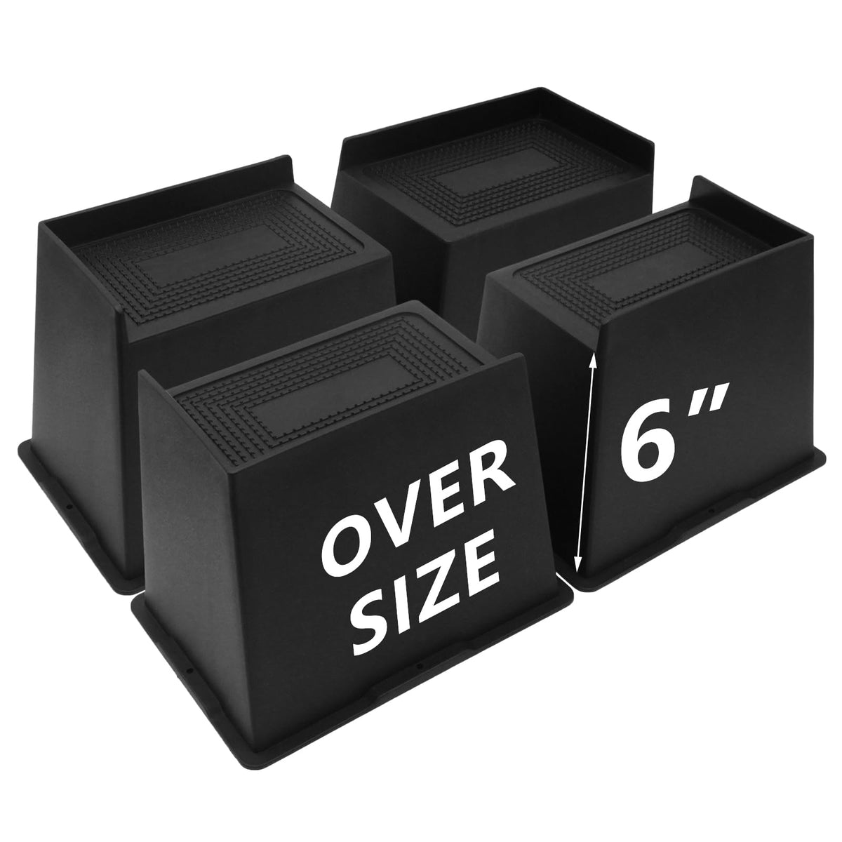HANIHUA bed risers 6inch front angle showing stable elevation for easy cleaning