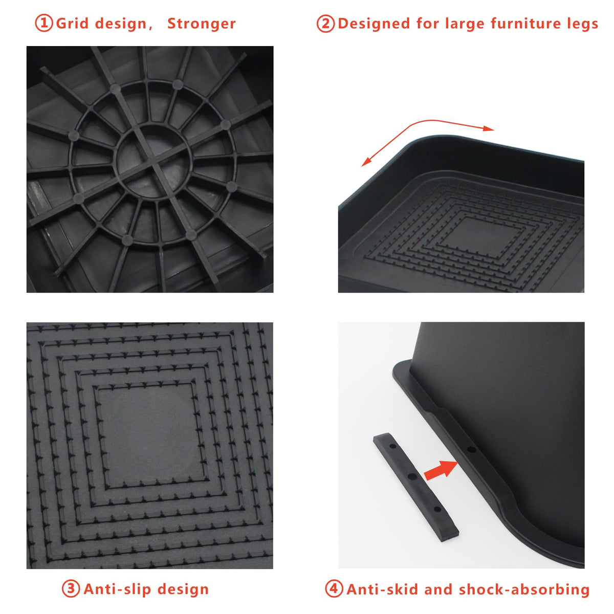 HANIHUA bed risers raise clearance for easier cleaning under furniture.