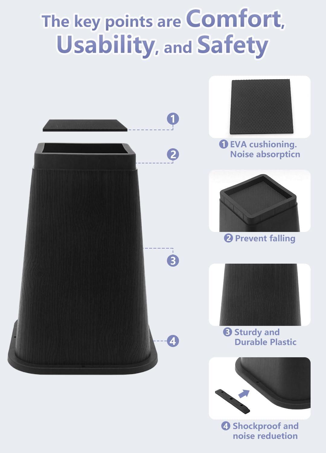 HANIHUA packaging shows four 8-inch risers ready for setup