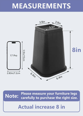 HANIHUA heavy-duty risers lifting a sofa for easier cleaning and storage access