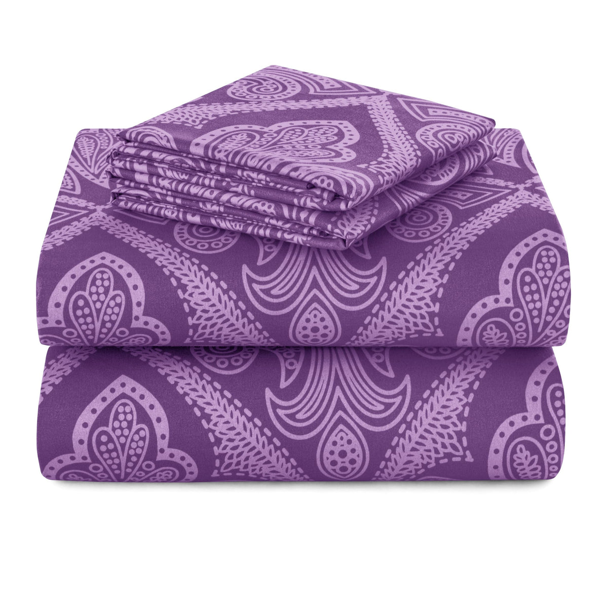 Hannah Linen Paisley Queen flat sheet close-up showing soft microfiber surface