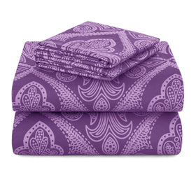 Hannah Linen Paisley Queen flat sheet close-up showing soft microfiber surface