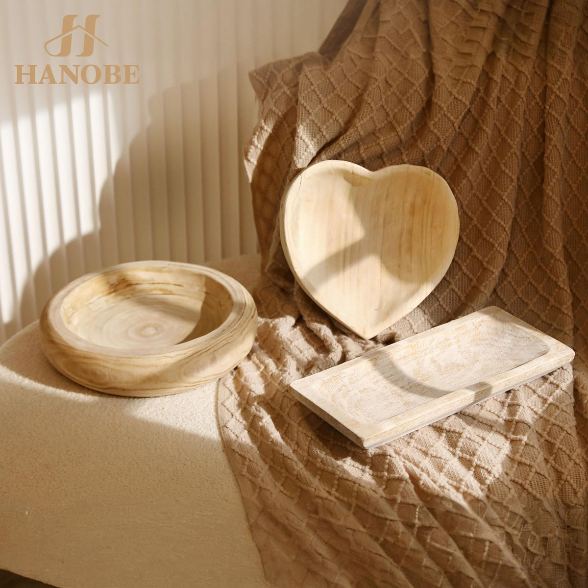 Hanobe dough bowl on mantel provides an elegant decor display option.