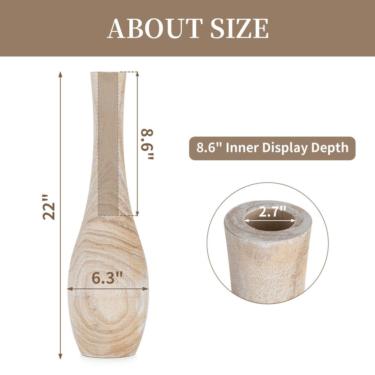 Hanobe vase with whitewashed wood grain for rustic hallway elegance