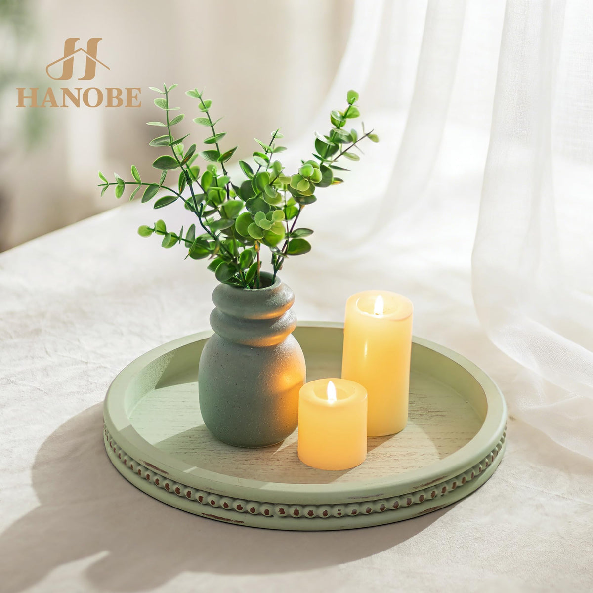 Hanobe Sage Green Tray used for tea service to keep items organized