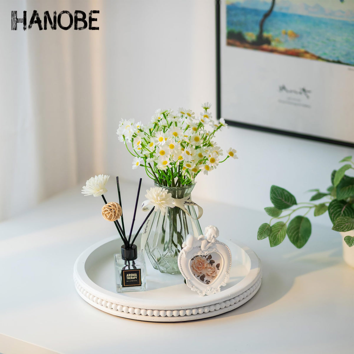 Hanobe wooden serving tray in MDF finish offers sturdy everyday use.