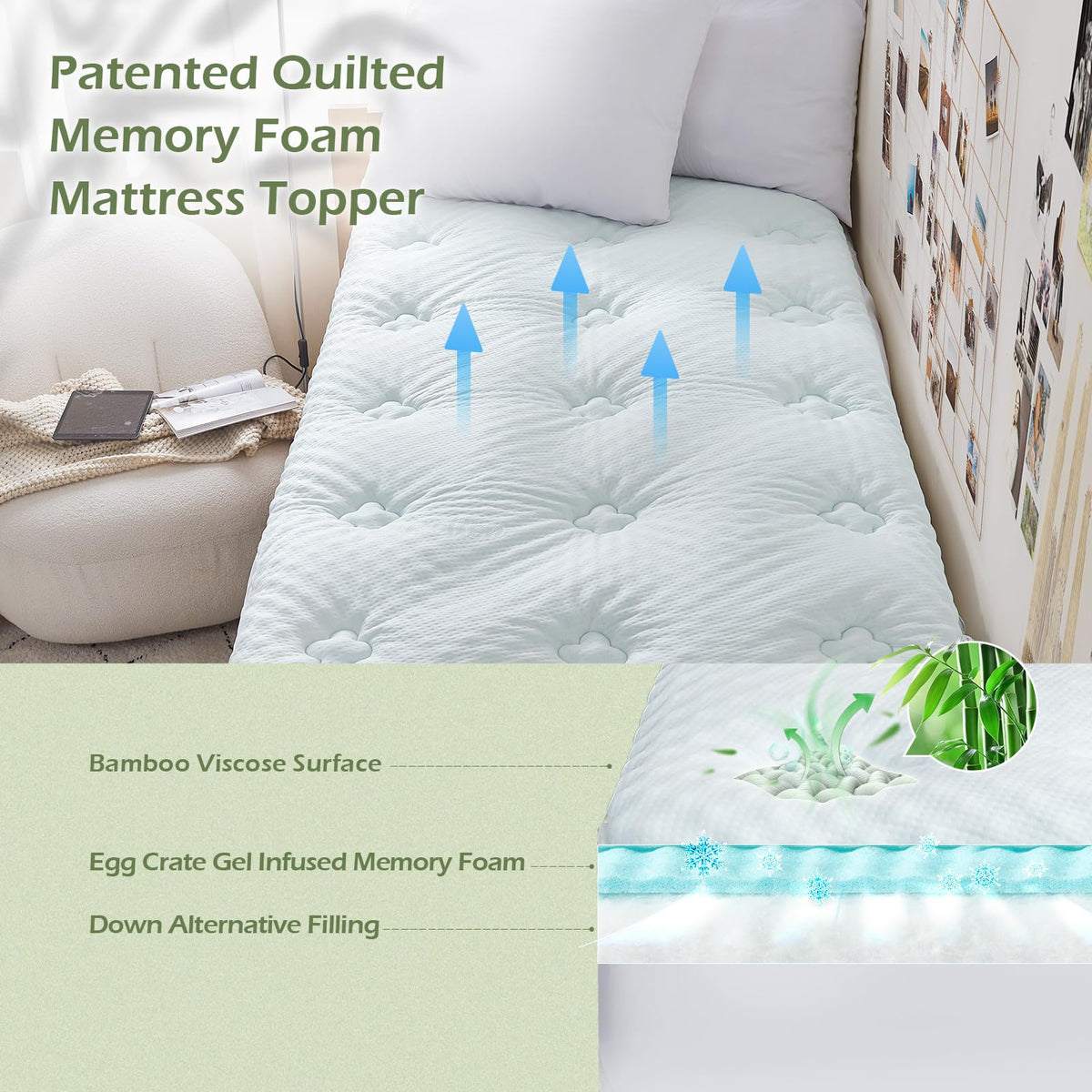 Hansleep bamboo viscose surface provides breathable comfort on top.