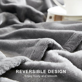 Hansleep fleece grey full blanket backside closeup, double-brushed texture