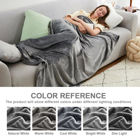 Hansleep fleece grey full blanket on bed, highlighting generous 84x90 inch size