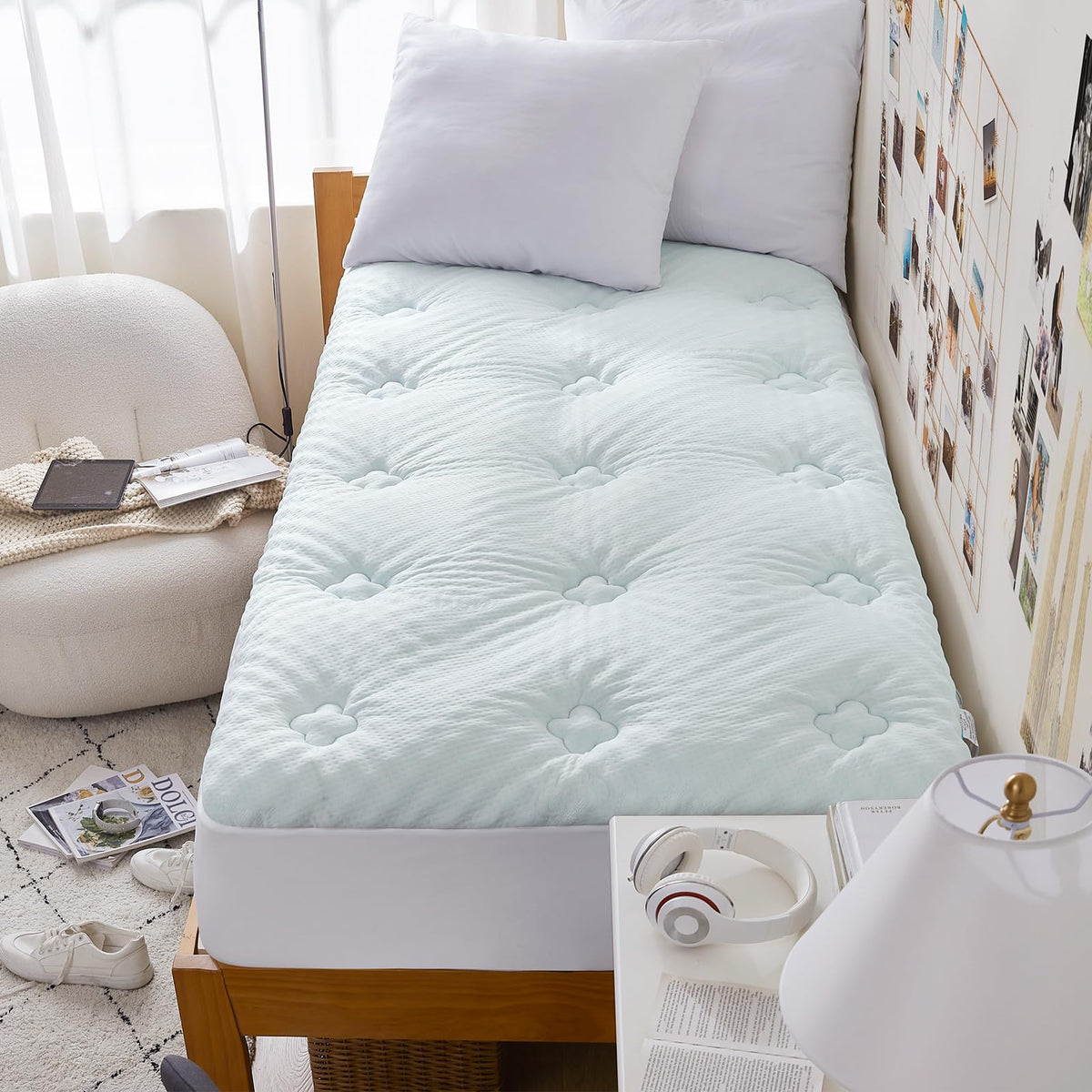 Hansleep twin memory foam topper with gel infusion for balanced support.
