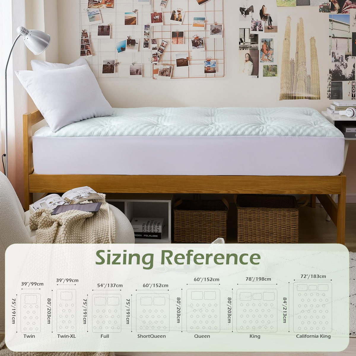Dorm room setup with Hansleep Twin XL mattress topper for versatile use