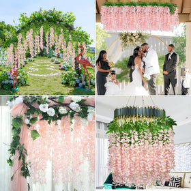 HanYun wedding-ready white, pink, and purple wisteria for centerpieces.