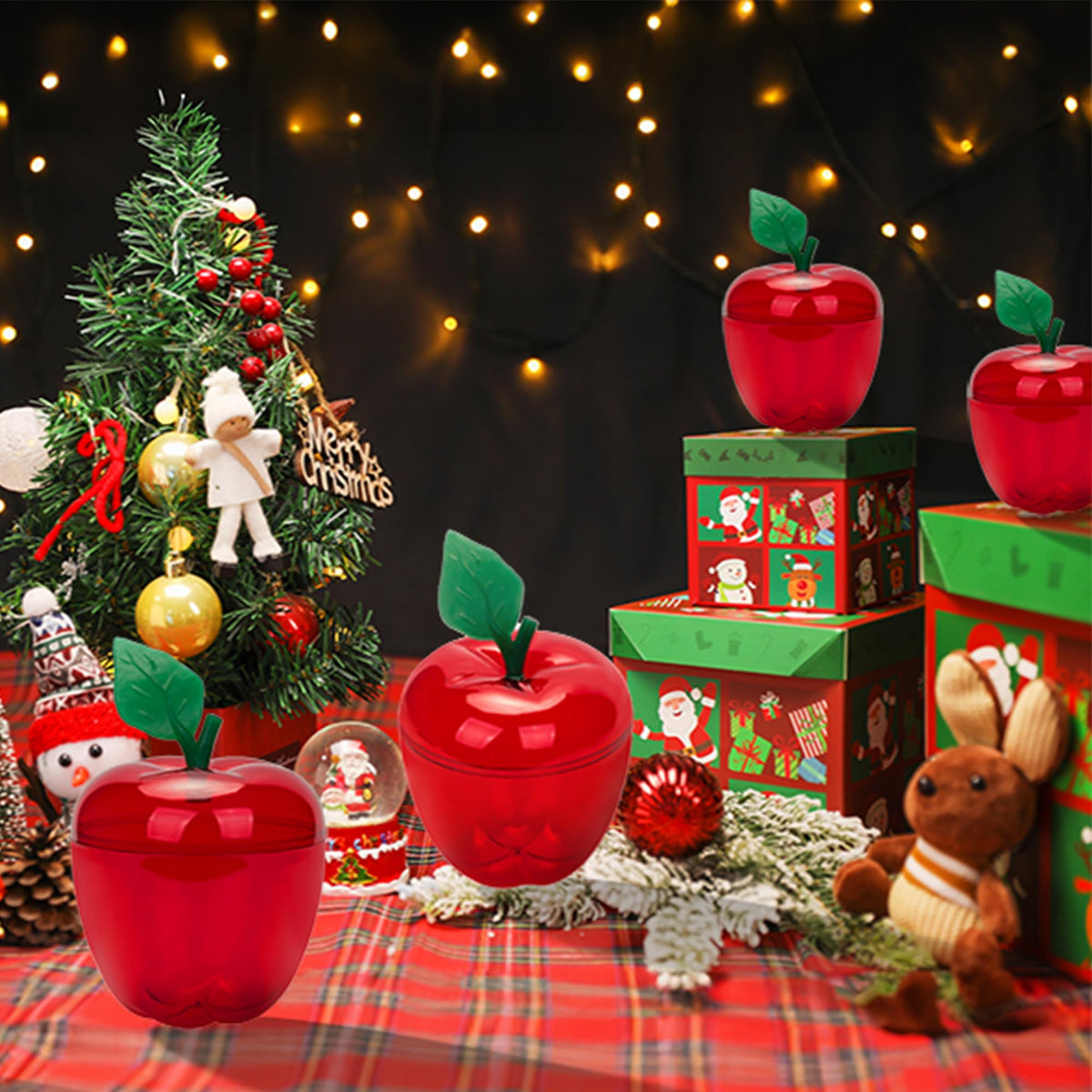 HANZE Christmas party apple jar on table display, adds festive decor