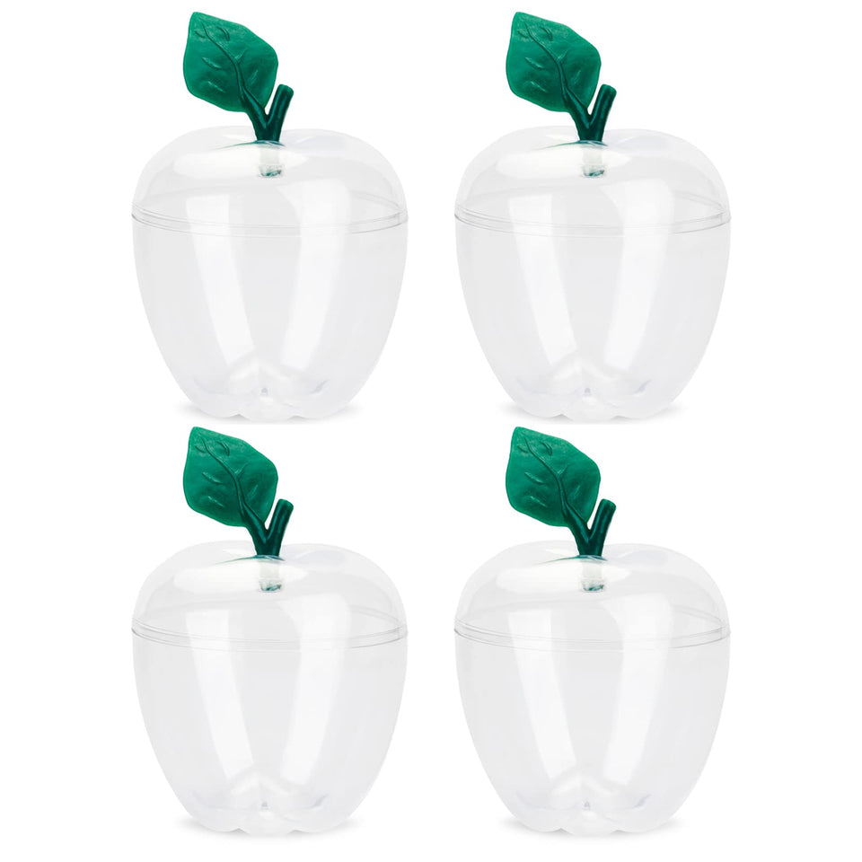HANZE large clear apple container showing roomy interior for candy or small gifts.