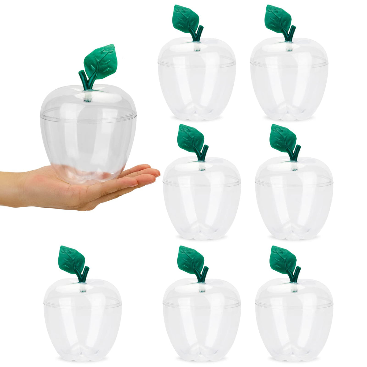 HANZE large clear apple container showing treats for gifting.