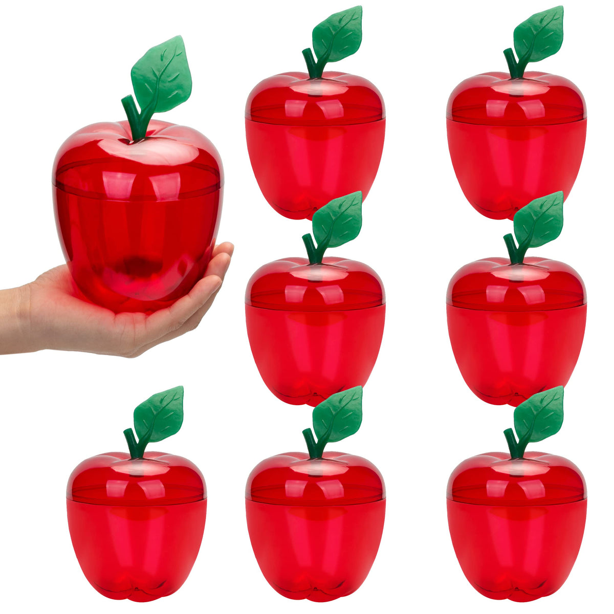 HANZE large red apple container front view, sturdy jar for party favors