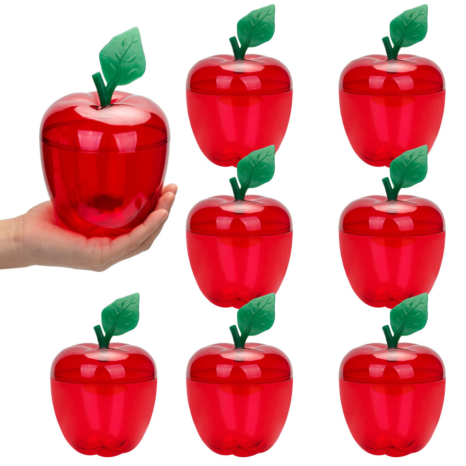HANZE large red apple container front view, sturdy jar for party favors