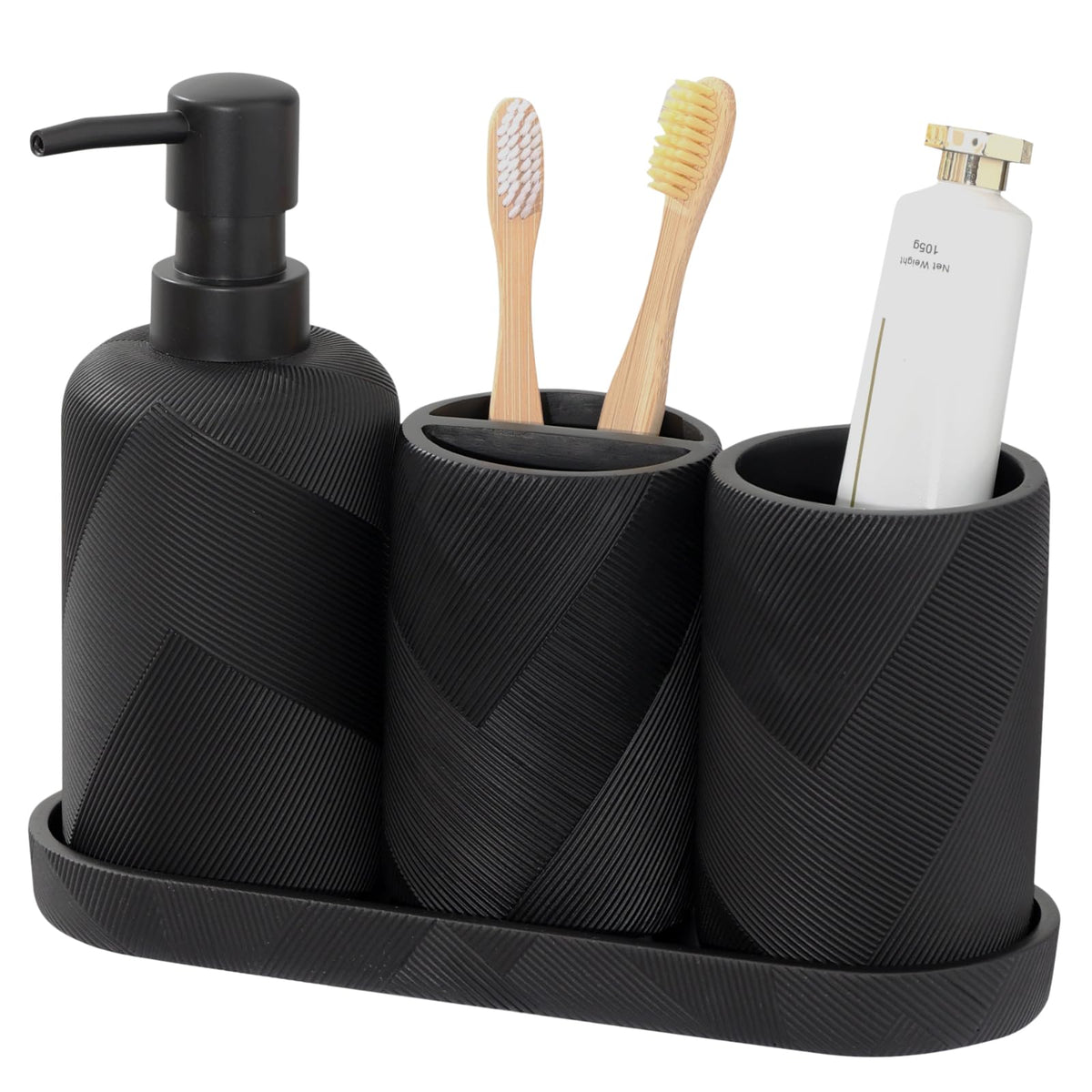 Haocoott bathroom accessories set on counter for organized bathroom storage