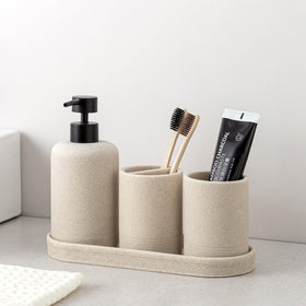 Haocoott gift-ready bathroom set in beige ideal for housewarming or new homes