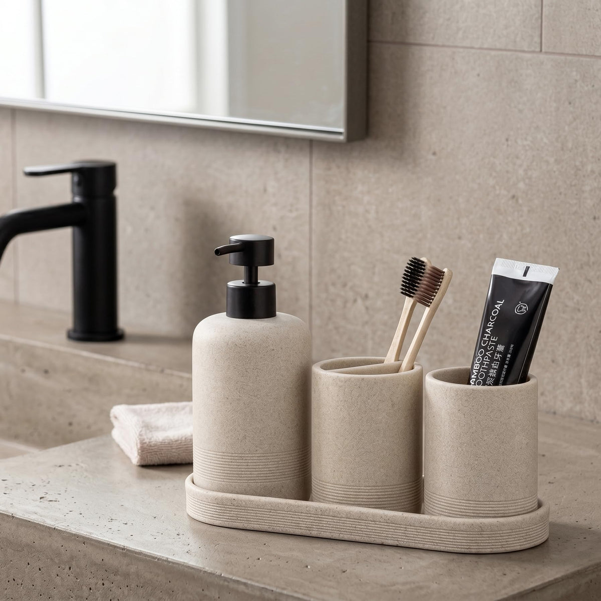 Haocoott bathroom set vanity tray neatly holds small items for stylish vanity organization