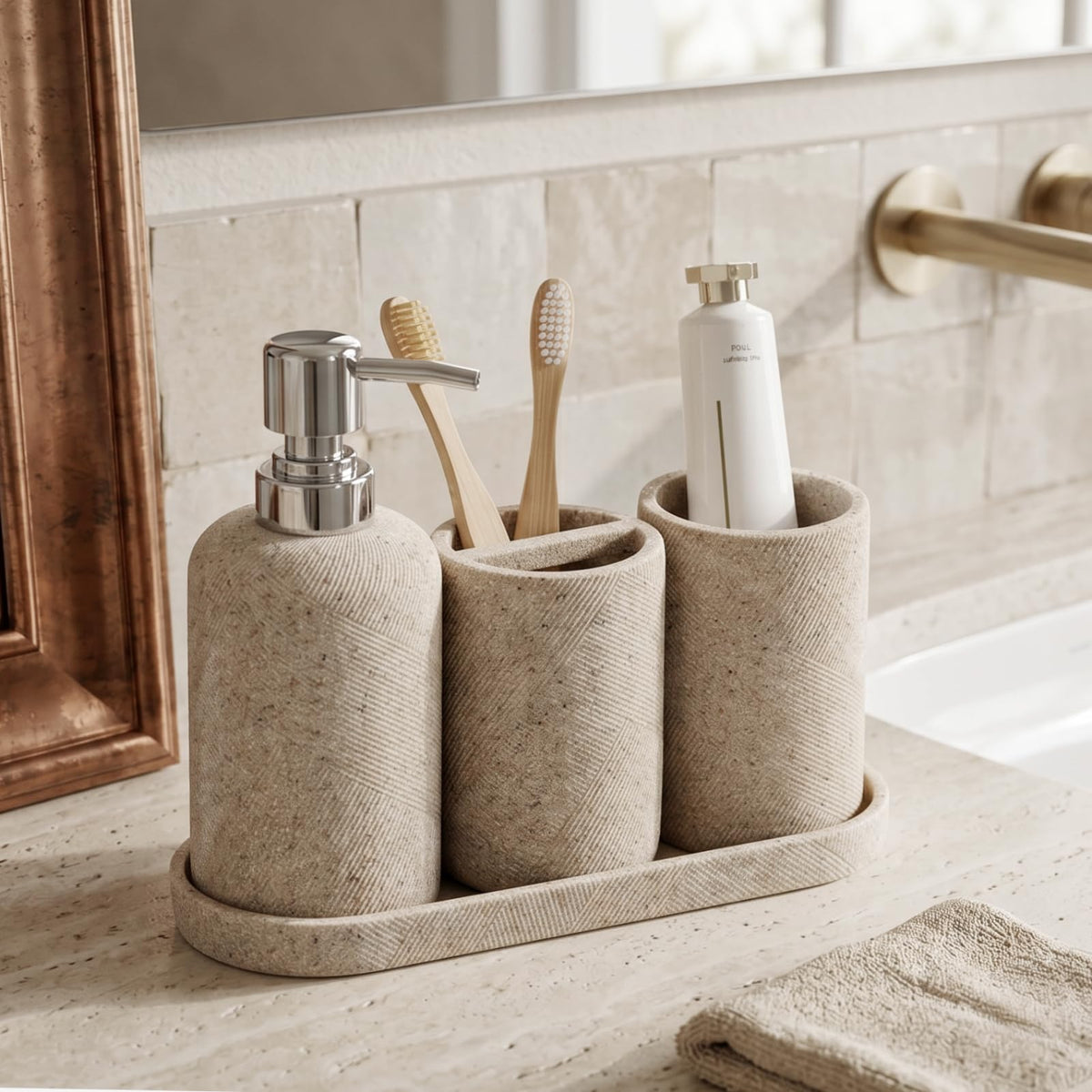 Haocoott soap dispenser 300ml with smooth resin finish, easy to refill and clean.