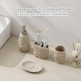 Haocoott beige countertop organizer keeps vanity tidy and accessible.