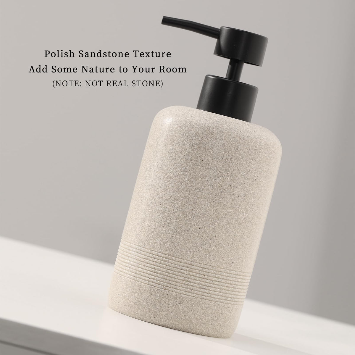 Haocoott two-pack beige dispensers in kitchen and vanity setups for versatile storage.