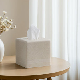 Haocoott beige tissue box cover on kitchen counter for easy reach