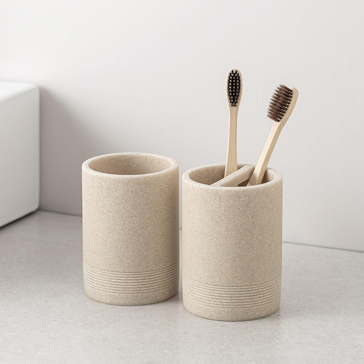 Haocoott vanity tray showcases small items in a neat beige display