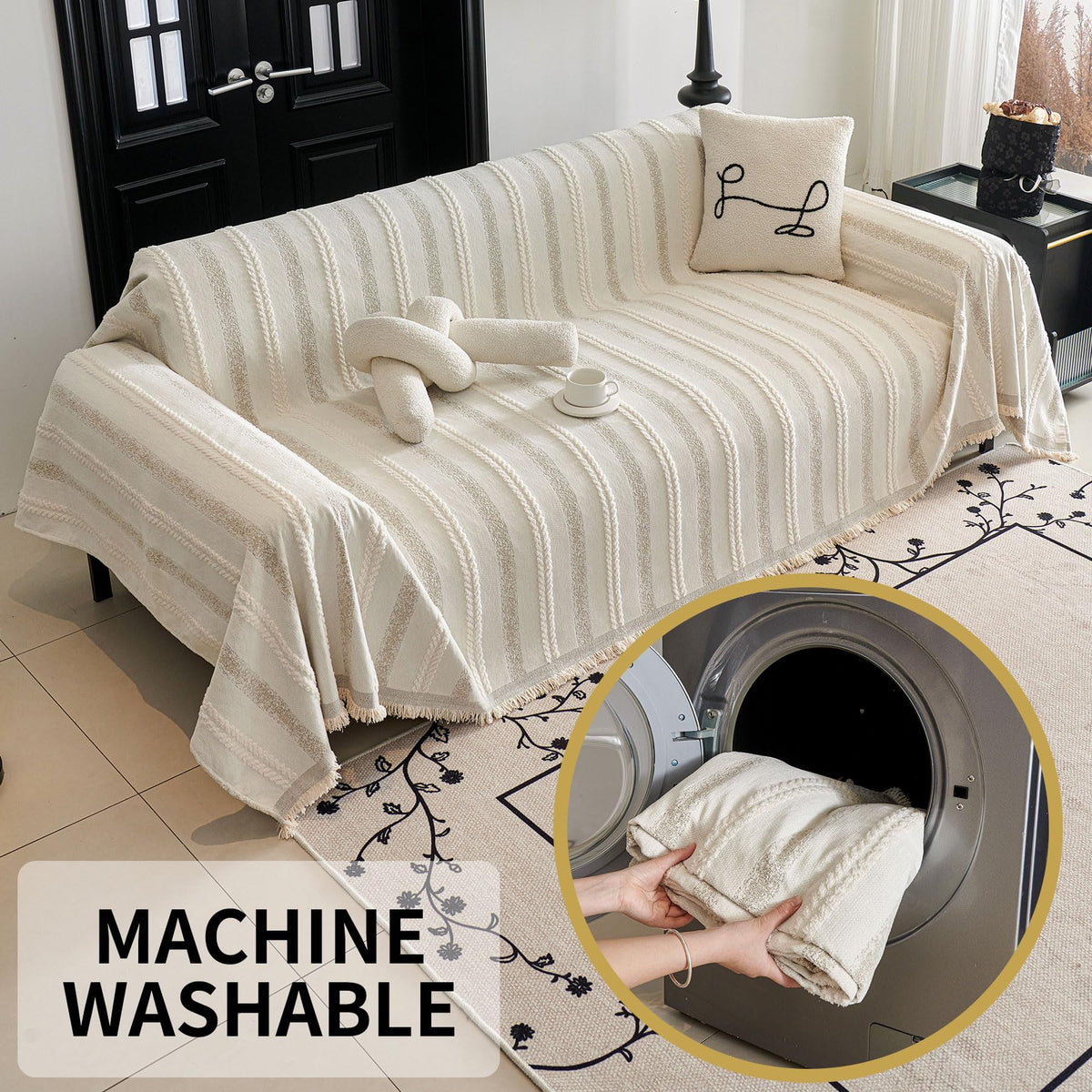 Cream white HAOMAIJIA 91x134 fit for oversized sofa