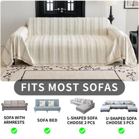 HAOMAIJIA easy installation demonstrated by tucked edges on sofa
