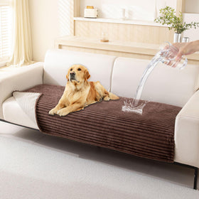 HAOMAIJIA waterproof dog couch cover protects upholstery from spills on velvet fabric.