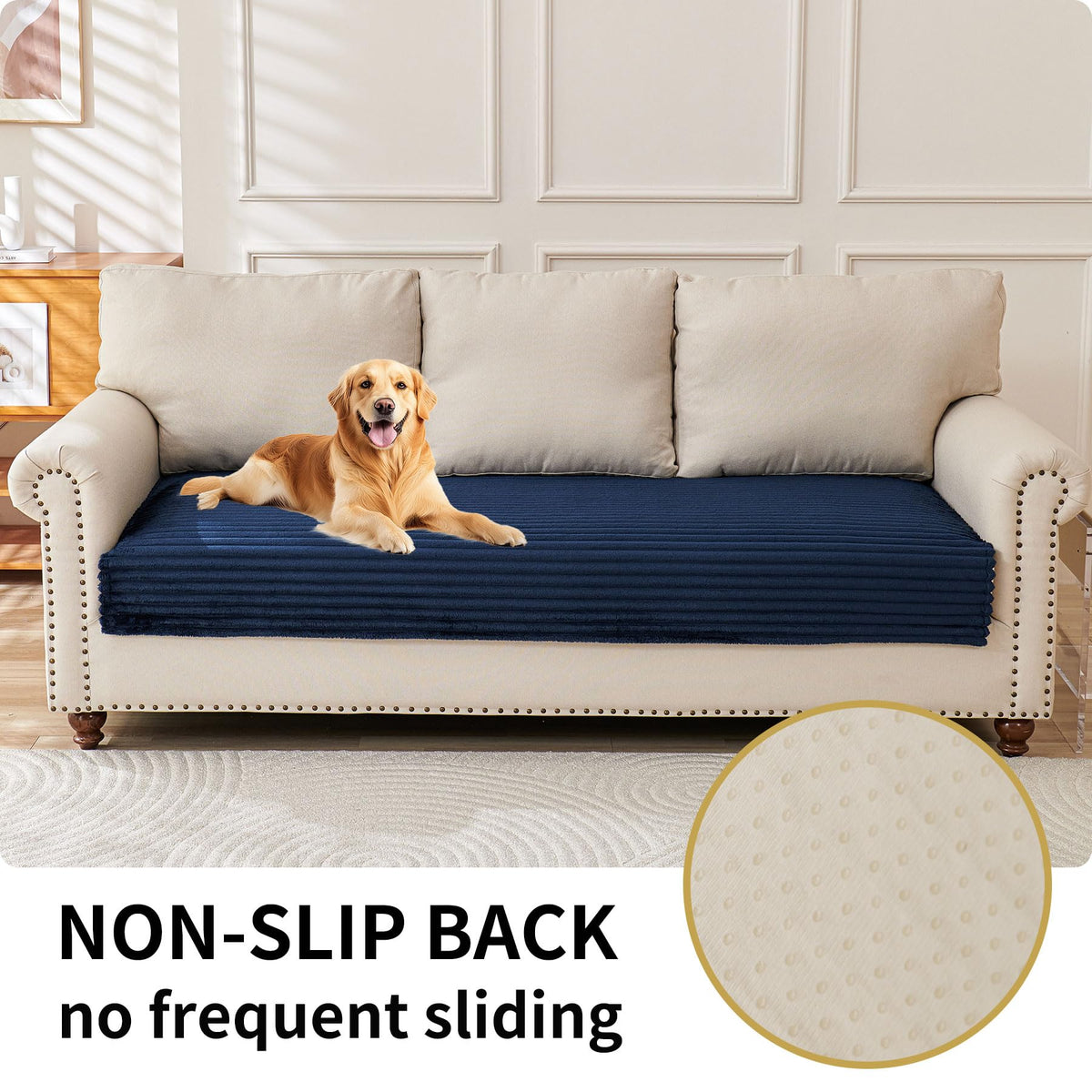 HAOMAIJIA waterproof couch cover side view on sofa in navy