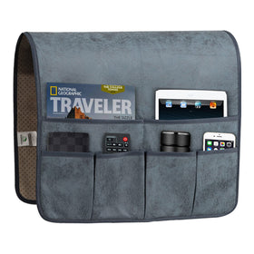 HAOMAIJIA armrest organizer front view showing six pockets for clutter-free living spaces.