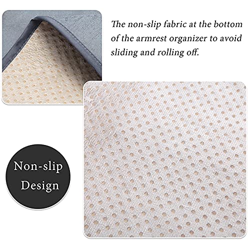 HAOMAIJIA armrest organizer inside couch demonstrates secure fit and non-slip stability.